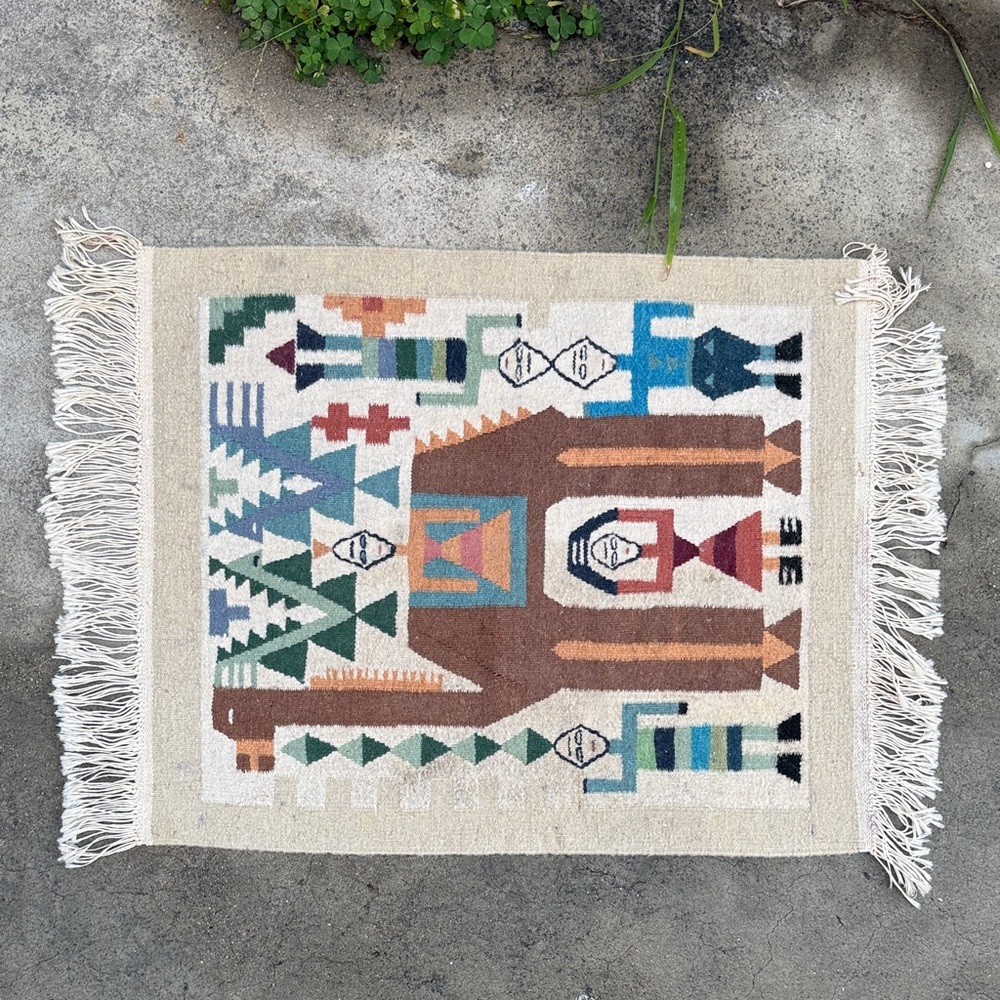 Tunisian Colorful Geometric Pattern Rug - Picture 9 of 10